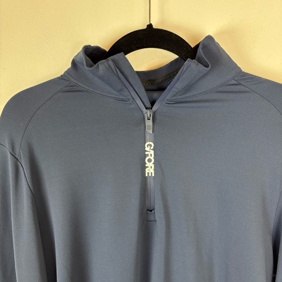 G/FORE Brushed Back Tech Quarter Zip Golf Pullover Top Size M Navy Blue - Picture 4 of 6